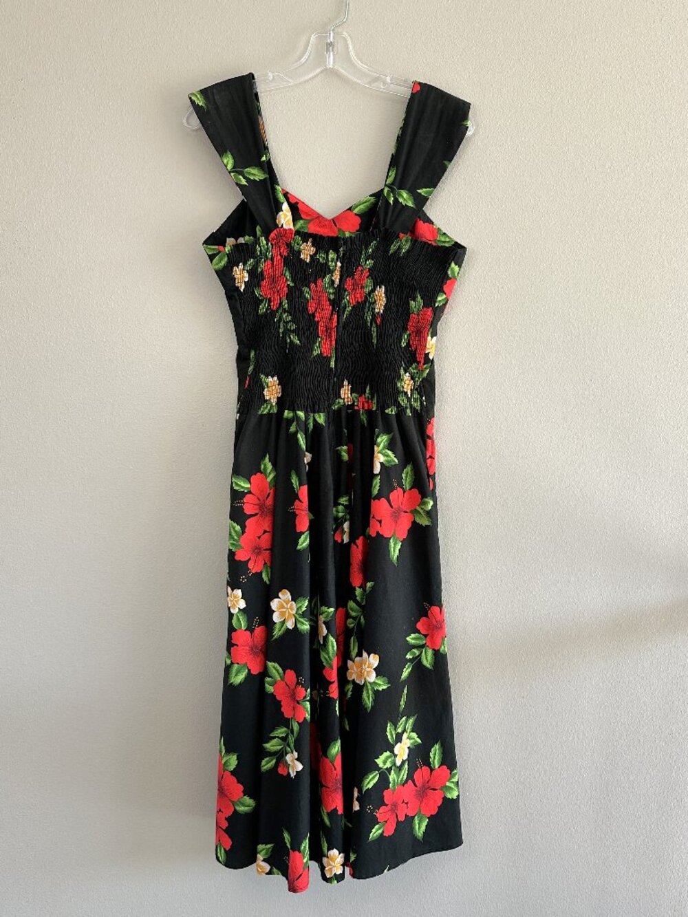 Vtg Hilo Hattie Hibiscus Floral Dress, XL, Black Pinup - Picture 6 of 10